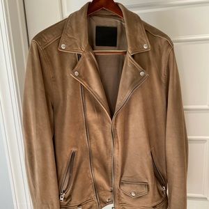 Allsaints biker suede jacket size M beige